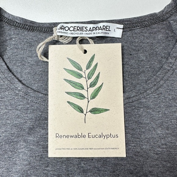 Groceries Apparel The Olivia Crop Tank Gray Eucalyptus Women Large Made USA NWT - Picture 3 of 8